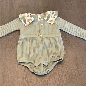 Kate Quinn Sage Green Ribbed Bubble with Floral Collar